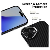 Tech-Protect Ion Carbon MagSafe case for iPhone 17 - black and silver