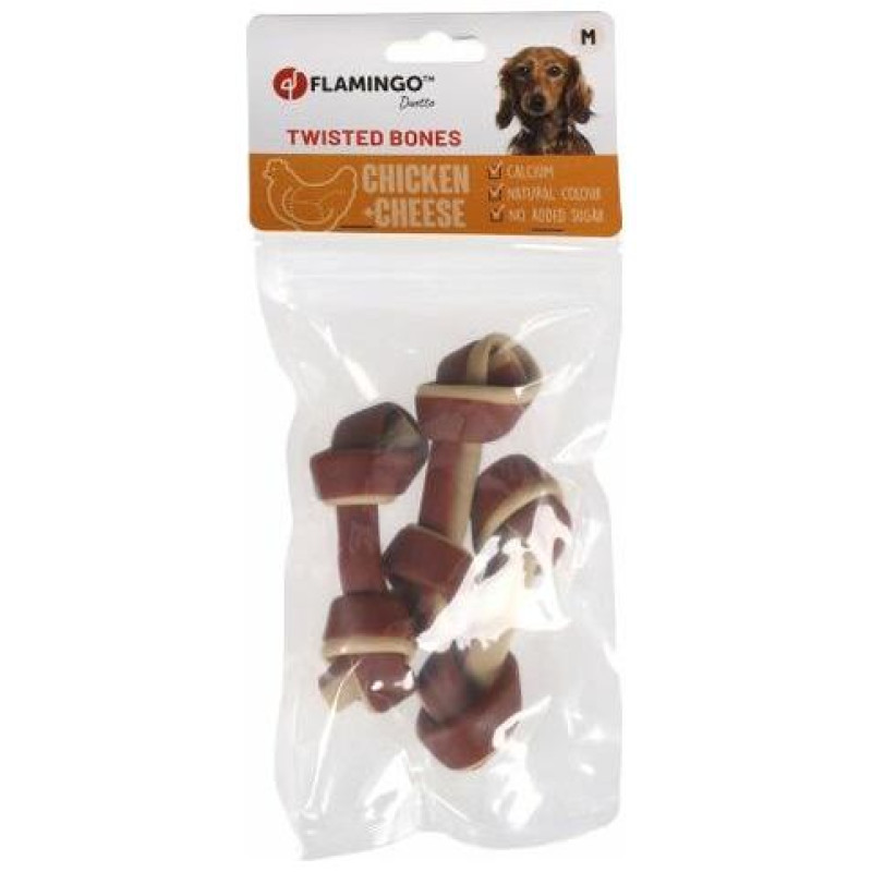 Flamingo gardumi suņiem DUETTO CHICKEN&CHEESE 3gb x 11cm, 120g