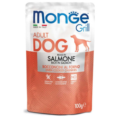 Monge Dog Grill Pouch Adult Chunkies Rich in Salmon 100 g