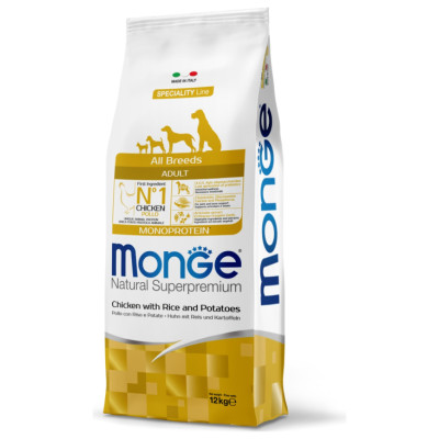 Monge Dog All Breeds Adult Monoprotein Chicken with Rice and Potatoes 12 kg