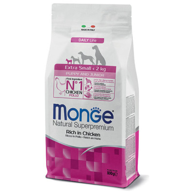 Monge Dog Extra Small Puppy and Junior Rich in Chicken 0,8 kg