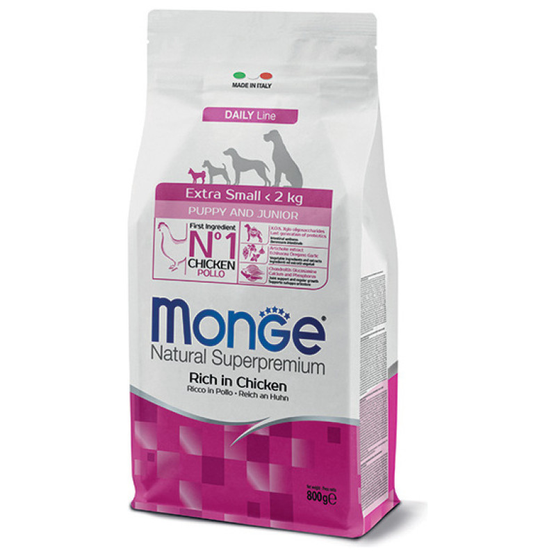Monge Dog Extra Small Puppy and Junior Rich in Chicken 0,8 kg