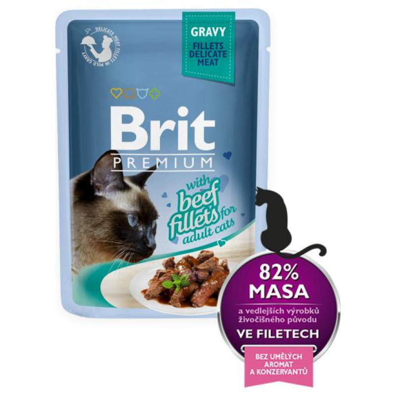 Brit Premium Cat Delicate Fillets in Gravy with Beef 85 g konservi kaķiem