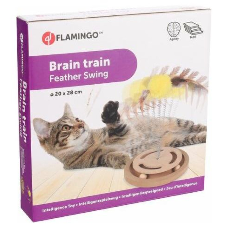 Flamingo rotaļlieta kaķiem KITTY BRAIN TRAIN WITH FEATHER d 20cm h 28cm