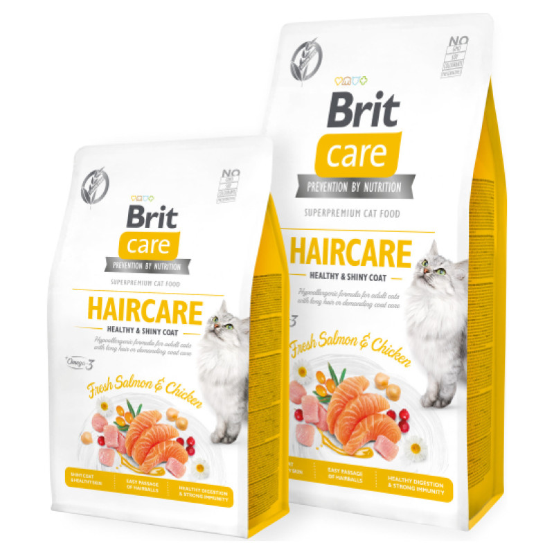 Brit Care Cat GF Haircare Healthy&Shiny Coat (Fresh Salmon&Chicken) 2 kg barība kaķiem