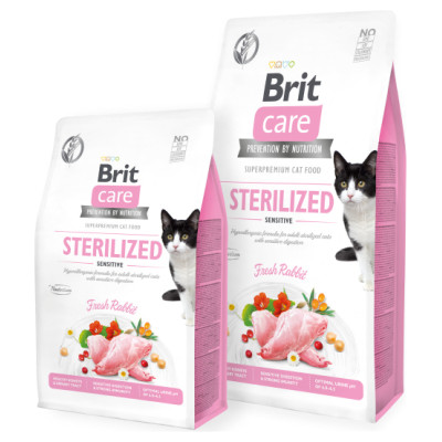 Brit Care Cat GF Sterilized Sensitive (Fresh Rabbit) 2 kg barība kaķiem
