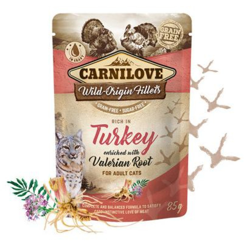 Carnilove Cat Pouch Turkey Valeriana 85g mitrā barība kaķiem