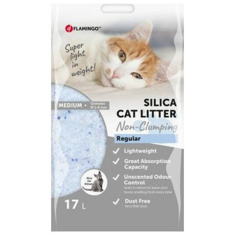 Flamingo CAT LITTER SILICA MEDIUM 17 L - silikona smiltis