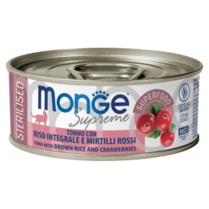 Monge Supreme Cat Sterilised Tuna Flakes with Brown Rice and Cranberries 80 g