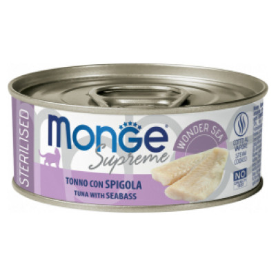 Monge Supreme Cat Sterilised Tuna Flakes with Seabass 80 g