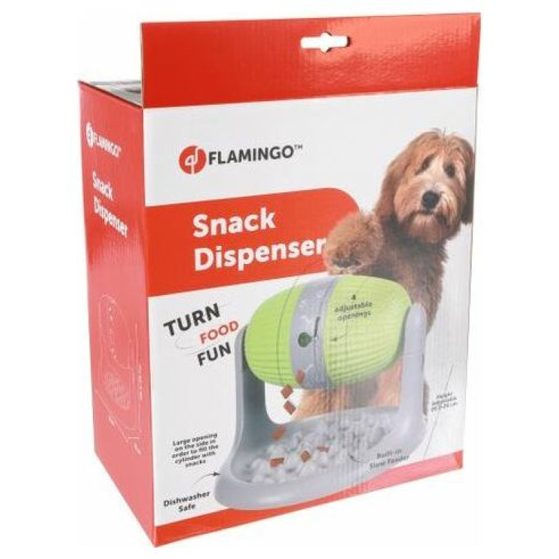 Flamingo rotaļlieta SNACK DISPENSER BENT GREY/GREEN 31x25x20,5-26CM