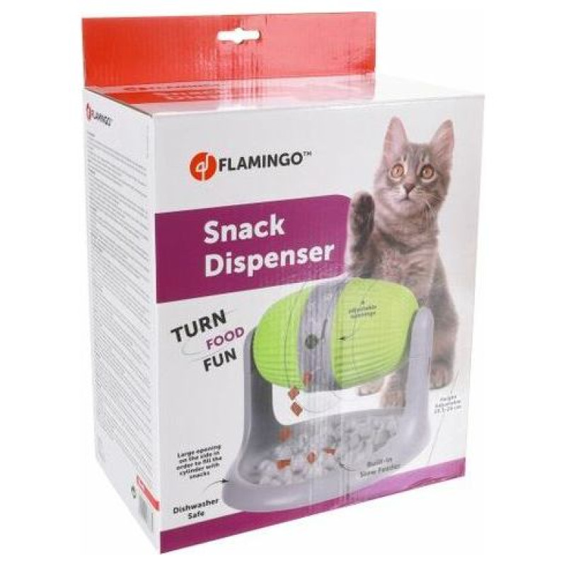 Flamingo rotaļlieta SNACK DISPENSER BENT GREY/GREEN 31x25x20,5-26CM