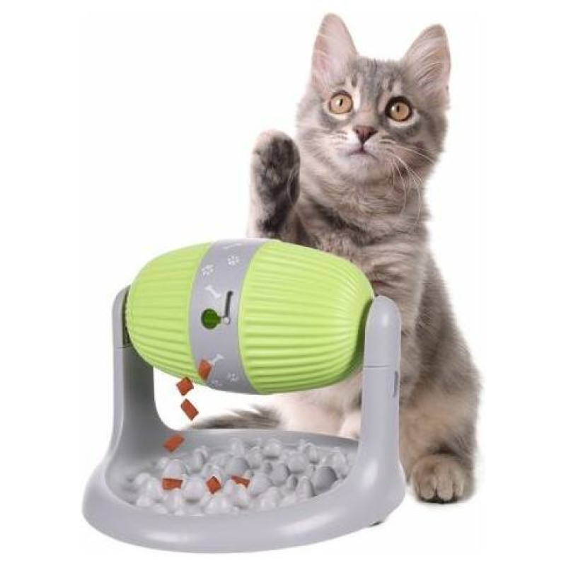 Flamingo rotaļlieta SNACK DISPENSER BENT GREY/GREEN 31x25x20,5-26CM