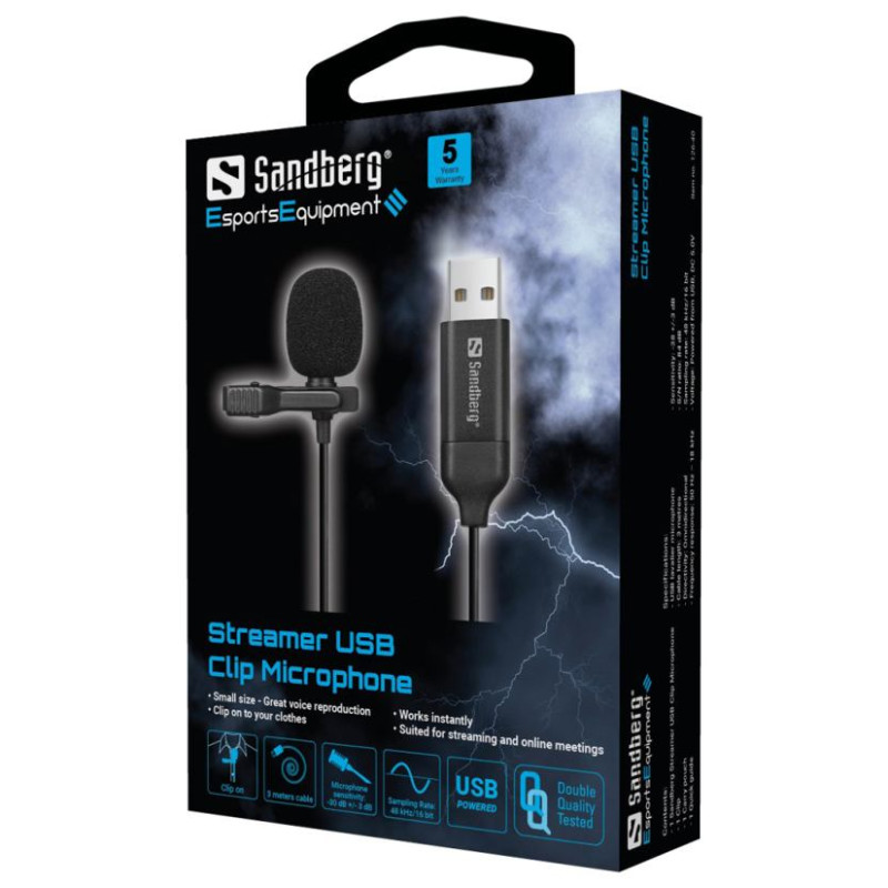 Sandberg 126-40 Streamer USB Clip Microphone