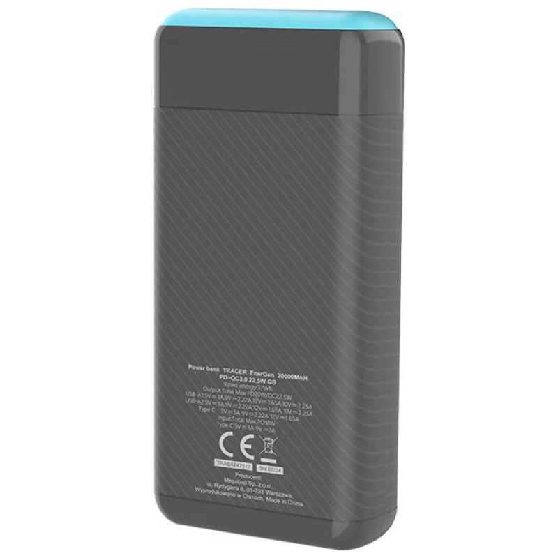 Tracer 47517 EnerGen 20000mAh Power Bank gray/blue