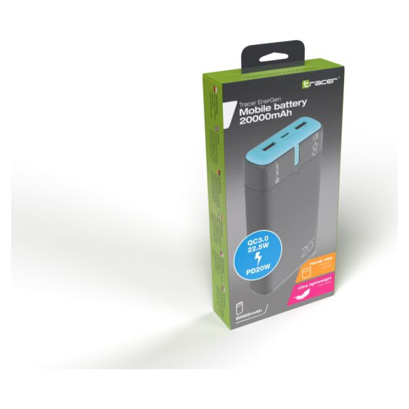 Tracer 47517 EnerGen 20000mAh Power Bank gray/blue