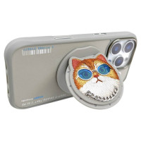 Nimmy Glasses Cool Cat MagSafe Case for iPhone 16 Pro Max - Gray