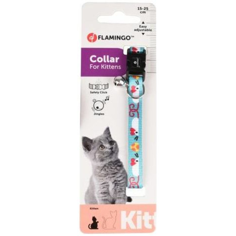 Flamingo kakla siksna kaķiem 15-25cm x10mm Light blue