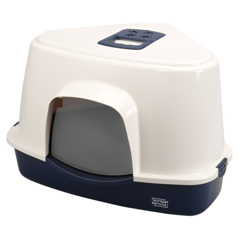 Europet Bernina Slēgtā kaķu stūra tualete Jumbo 56x70x46 cm zila