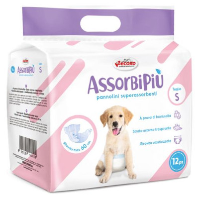 Record Autiņi suņiem AssorbiPiu S 12gb.