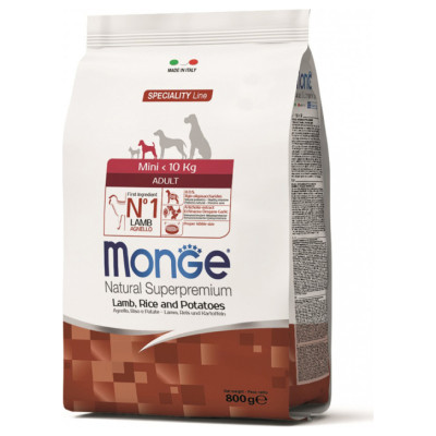 Monge Dog Mini Adult Monoprotein Lamb with Rice and Potatoes 0,8 kg