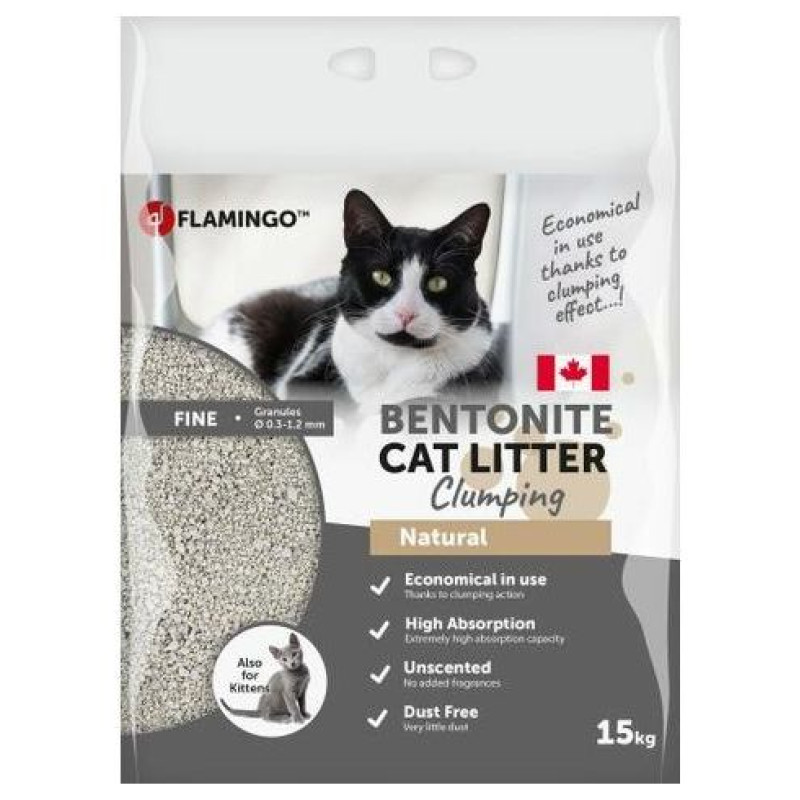 Flamingo Cat Litter Natural 15 kg - Kanādas cementējo&scaron;ās smiltis