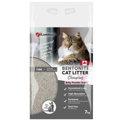 Flamingo Cat Litter Baby Powder 7 kg - Kanādas cementējo&scaron;ās smiltis