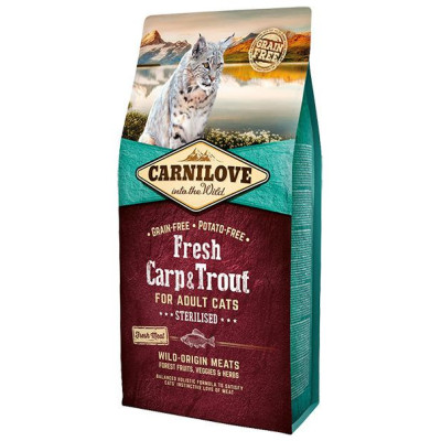 Carnilove Fresh Carp & Trout Sterilised for Adult 6 kg barība kaķiem