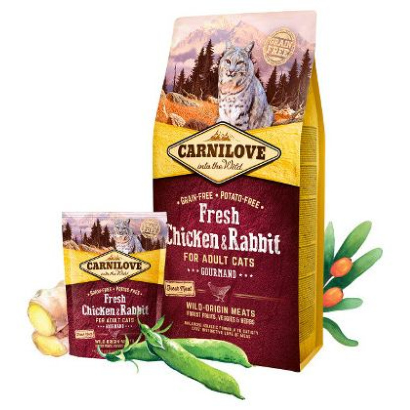 Carnilove Fresh Chicken & Rabbit Gourmand for Adult 0,4 kg barība kaķiem