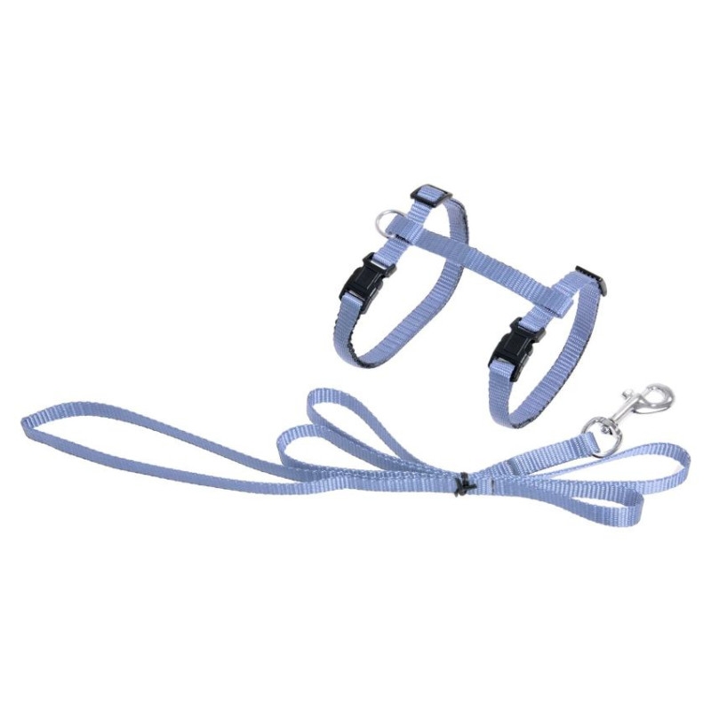 Flamingo kru&scaron;u siksna+pavada kaķiem ZIGGI LIGHT BLUE 20-35cm 10mm