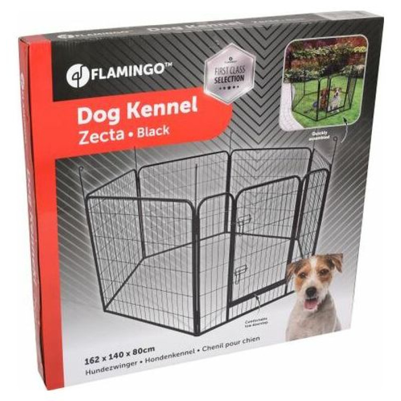 Flamingo nožogojums suņiem  ZECTA BLACK 162x140x80cm