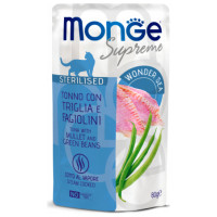 Monge Supreme Pouches Cat Sterilised Tuna Flakes with Mullet and Green Beans 80 g