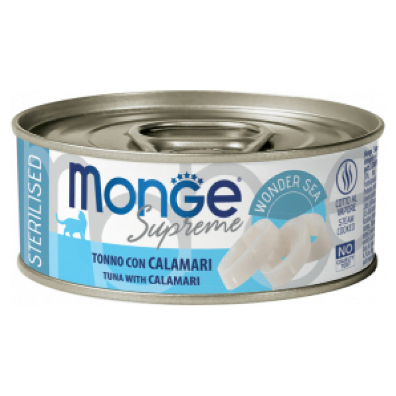 Monge Supreme Cat Sterilised Tuna Flakes with Calamari 80 g