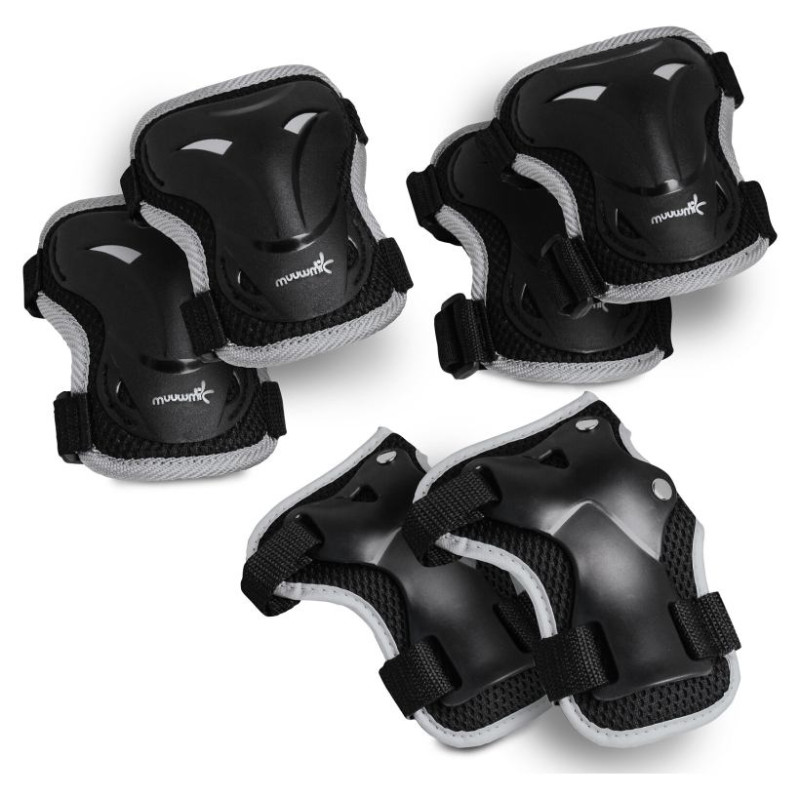Muuwmi Elkoņu un ceļu aizsargu komplekts, M izmērs, melns - AU 273