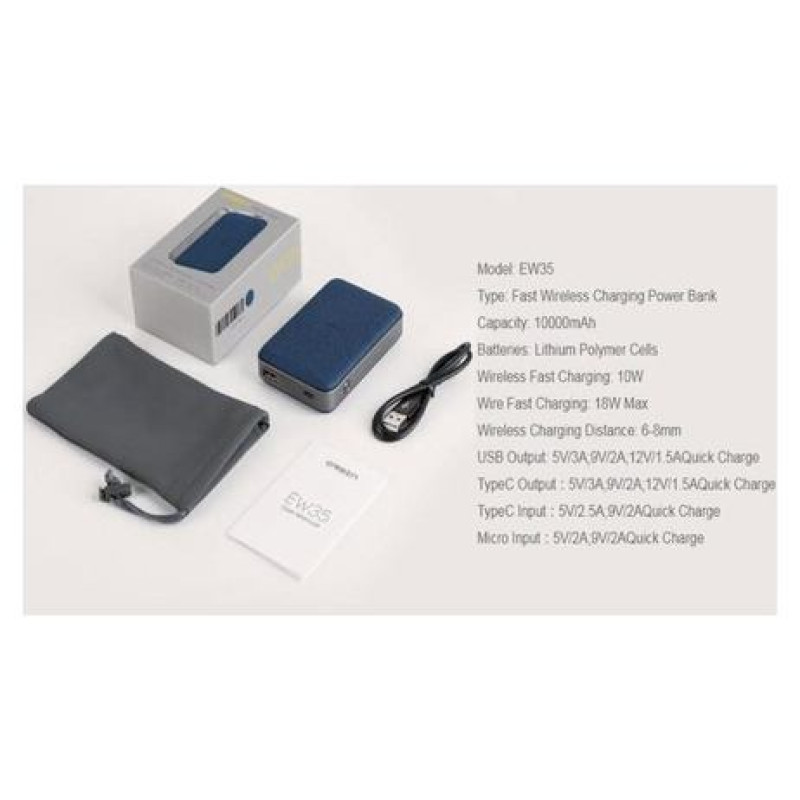 Orsen EW35 Wireless Power Bank 10000mAh black