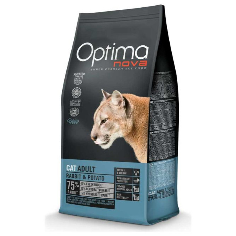Optimanova Cat Adult GF Rabbit & Potato 8 kg