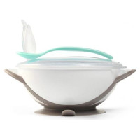 Babyono Bļoda ar piesūcekni un karoti BabyOno 1063/02 grey