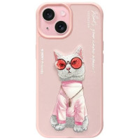 Nimmy Glasses Cool Cat iPhone 15 Case - Pink
