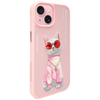 Nimmy Glasses Cool Cat iPhone 15 Case - Pink