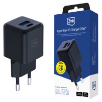 3Mk Protection 3mk Hyper GaN Charger 20W QC4+ PD PPS USB-C USB-A Wall Charger - Black