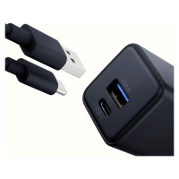 3Mk Protection 3mk Hyper GaN Charger 20W QC4+ PD PPS USB-C USB-A Wall Charger - Black