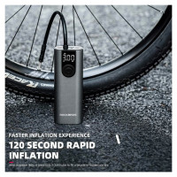 Rockbros 42720001001 Electric Bike Pump with LED Display + USB-C - USB-A Cable - Black