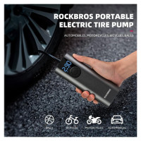 Rockbros 42720001001 Electric Bike Pump with LED Display + USB-C - USB-A Cable - Black