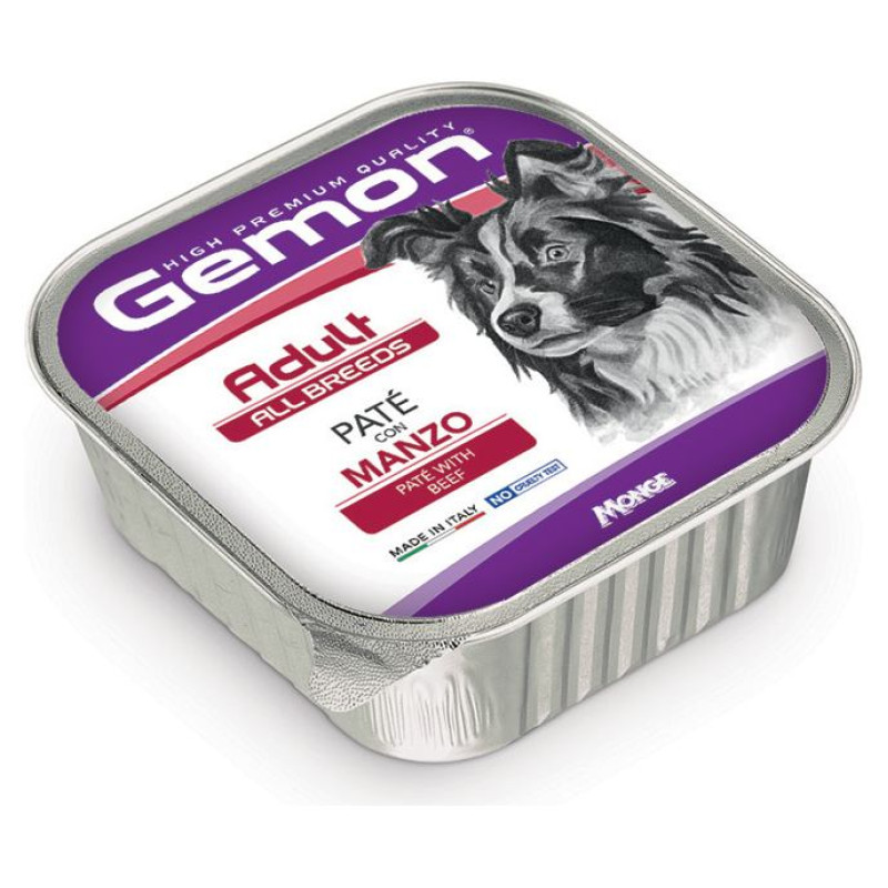 Gemon Dog pate Adult with beef 150 g - pastēte suņiem