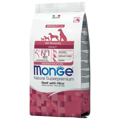 Monge Dog All Breeds Adult Monoprotein Beef with Rice 2,5 kg