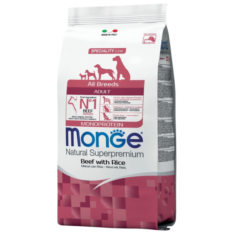 Monge Dog All Breeds Adult Monoprotein Beef with Rice 2,5 kg