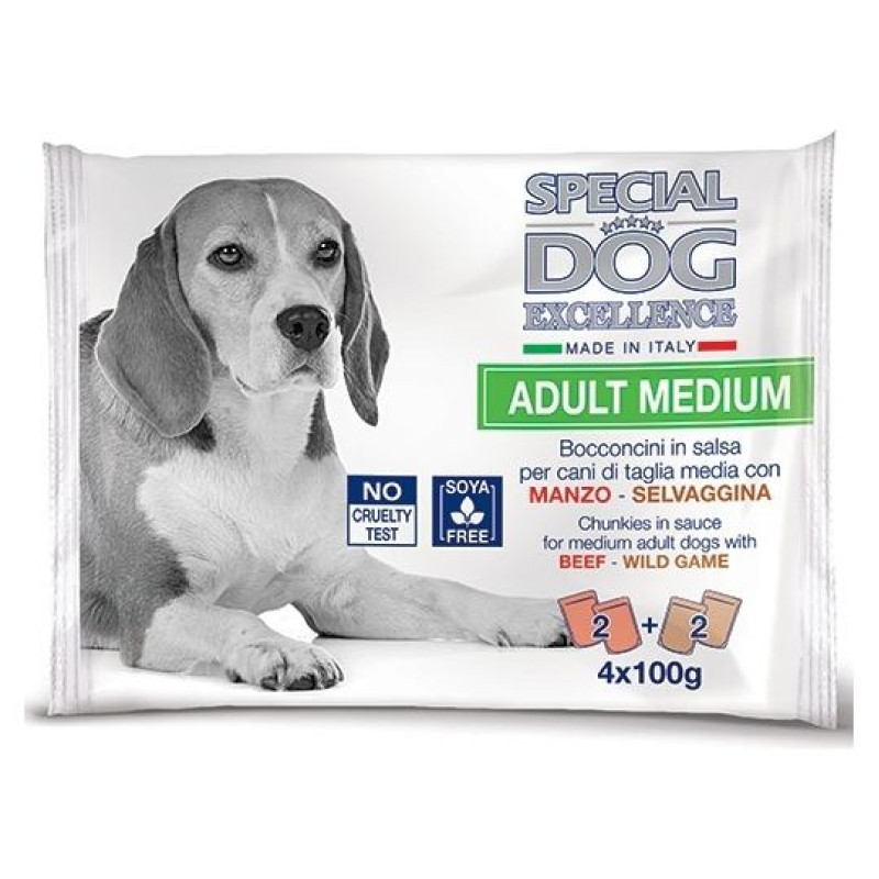 Special Dog Excellence pouches Medium ADULT beef/wild game 4x100 g - konservi suņiem