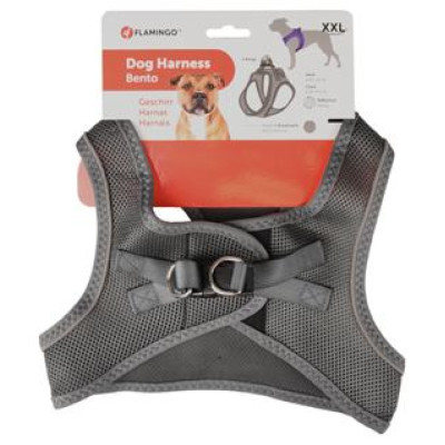 Flamingo kru&scaron;u siksna suņiem BENTO GREY XXL 56-62CM