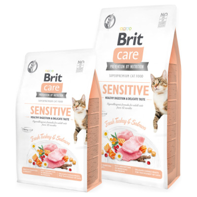 Brit Care Cat GF Sensitive Healthy Digestion&Delicate Taste  (Fresh Turkey&Salmon) 2 kg