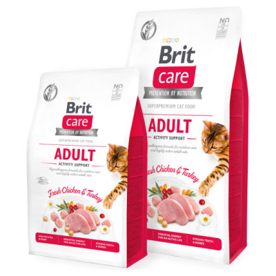 Brit Care Cat GF Adult Activity Support (Fresh Chicken&Turkey) 0,4 kg barība kaķiem
